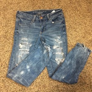 American Eagle Torn Ankle Jeggings